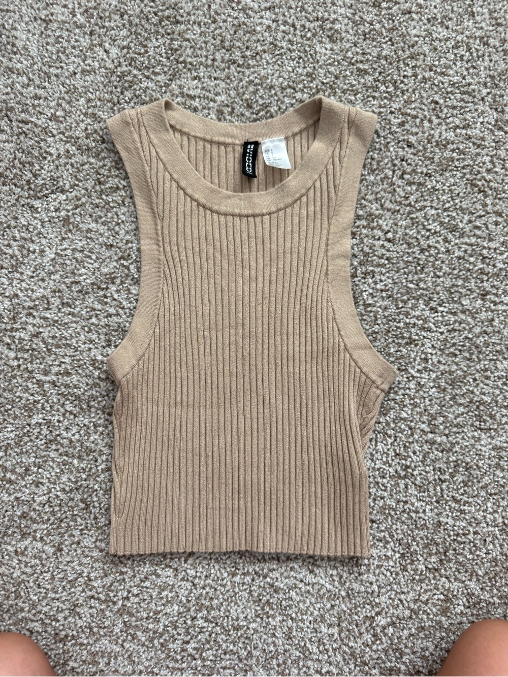 H&M Beige Ribbed Cropped Tank